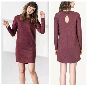 NWT $178 Lilla P Bordeaux Purple Long Sleeve Tunic Shift Mini Dress Jersey Sz XS